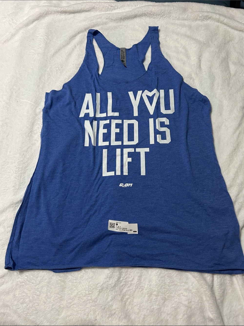 All You Need Is Lift Blue Racerback Tank Top